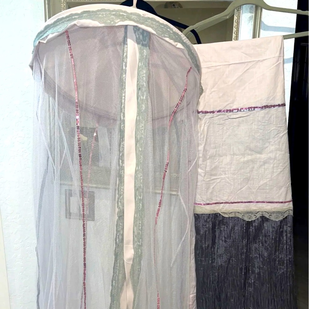 Bed canopy with matching curtains